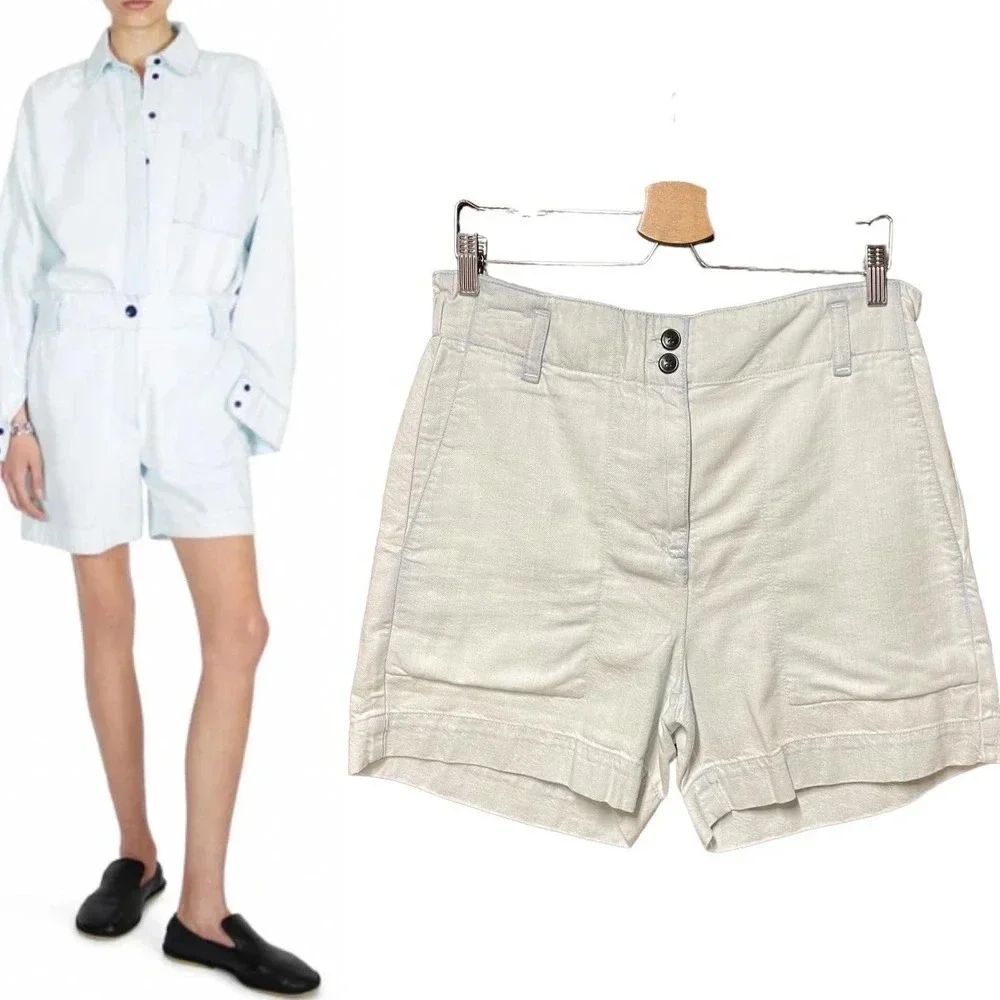 Proenza Schouler White Label High-Waisted Shorts in Bleach‎ Chambray Size 6